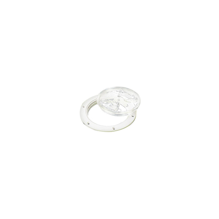 Sea-Dog 337161 White Screw Out Deck Plate w/Clear Cover, 6-1/2"