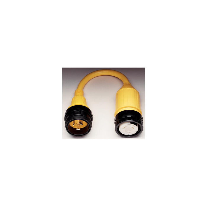 Marinco Standard Pigtail Adapter Dock Side Male 30A 125V Locking to Boat Side Female 50A 125/250V Locking With Sealing Collar System