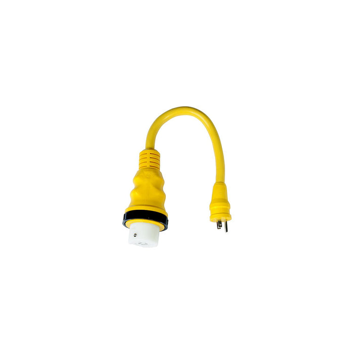 Marinco Standard Pigtail Adapter Dock Side Male 15A 125V Straight Blade With Locking Screw to Female 50A 125/250V Locking With Sealing Collar System