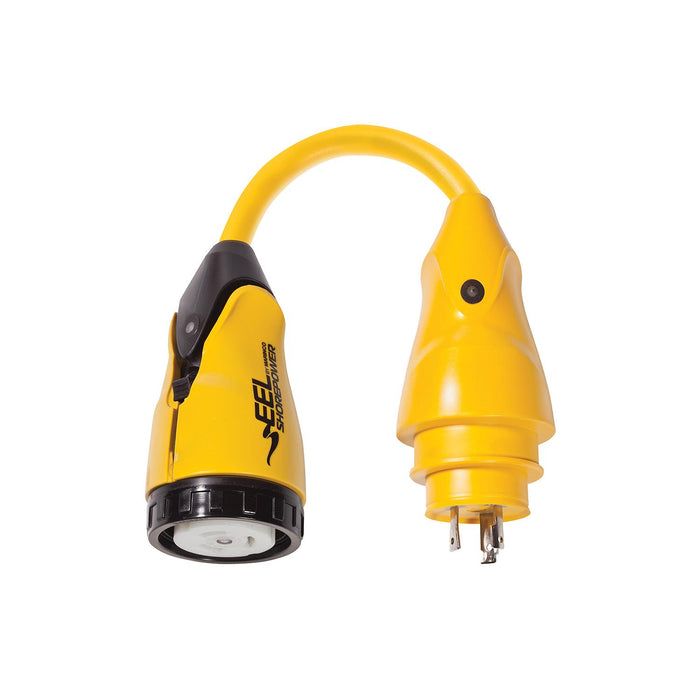 Marinco P30-503 EEL Pigtail Adapter Dock Side Male 30A 125V Locking to Boat Side Female 50A 125V Locking With Sealing Collar System