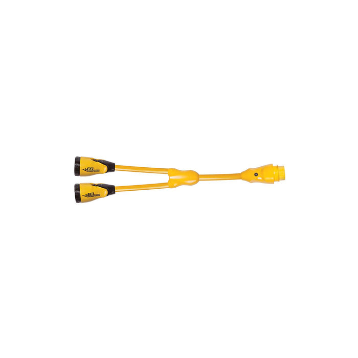 Marinco Y504-2-504 EEL "Y" Adapter Dock Side Male 50A 125V Locking to Boat Side Female 2-50A/125V Locking With Sealing Collar System