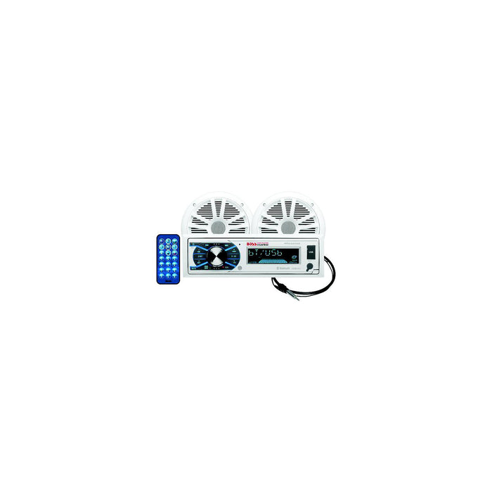 Boss MCK632WB6 Bluetooth marine stereo with white 6.5 inch waterproof speakers