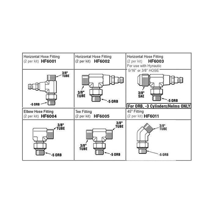 TEL HF6004 - Dometic Hf6004 Hydraulic 90 Degree Elbow Fittings | Aluminum | 3/8" Tube | 2/Kit