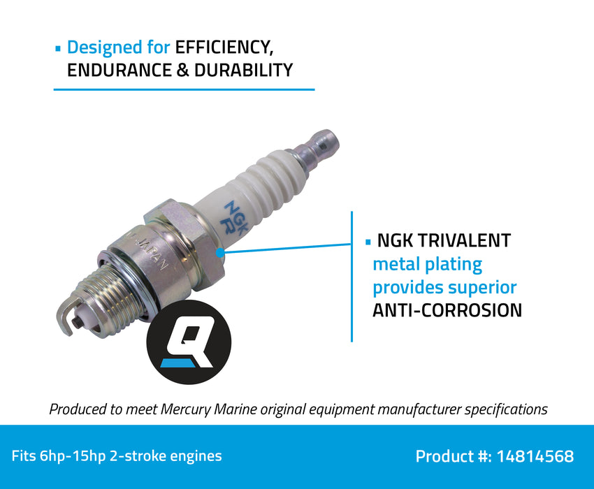 Quicksilver 14814568 NGK BPZ8HS-15 Standard Spark Plug, 1 Pack