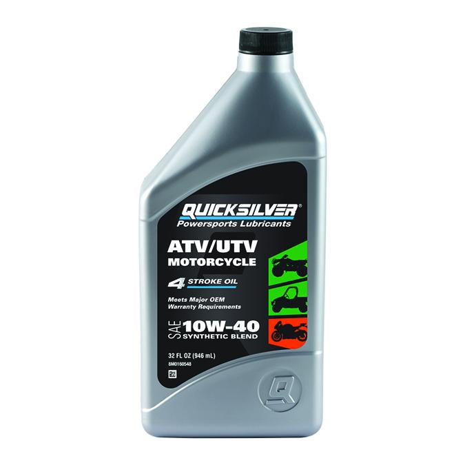 Quicksilver 10W-40 Synthetic Blend ATV/UTV/Motorcycle Oil, 1 Quart, Qty 6