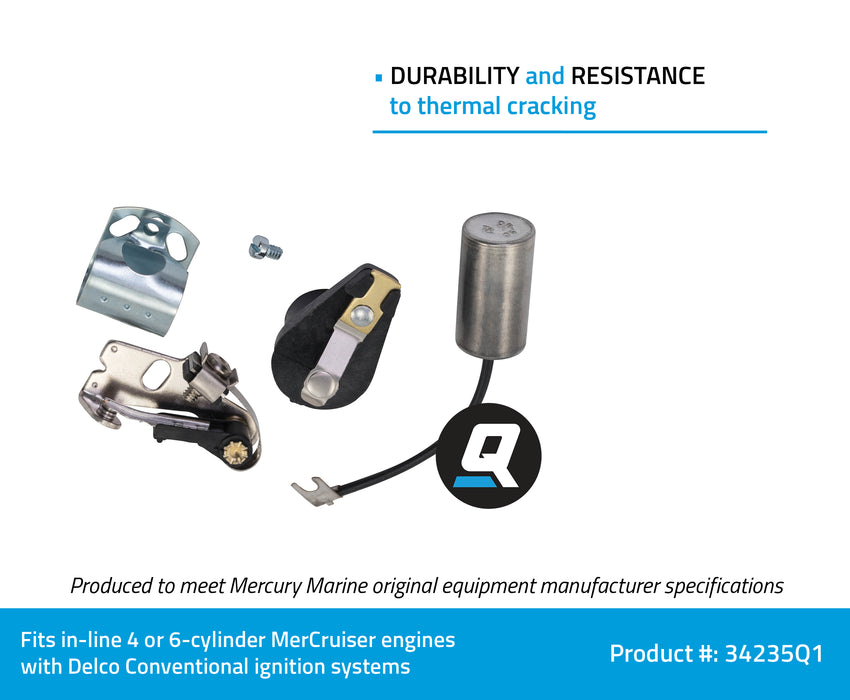 Quicksilver 34235Q1 Ignition Tune Up Kit for Marinized 4 to 6 Cylinder GM Engines with Delco Conventional Ignition Systems