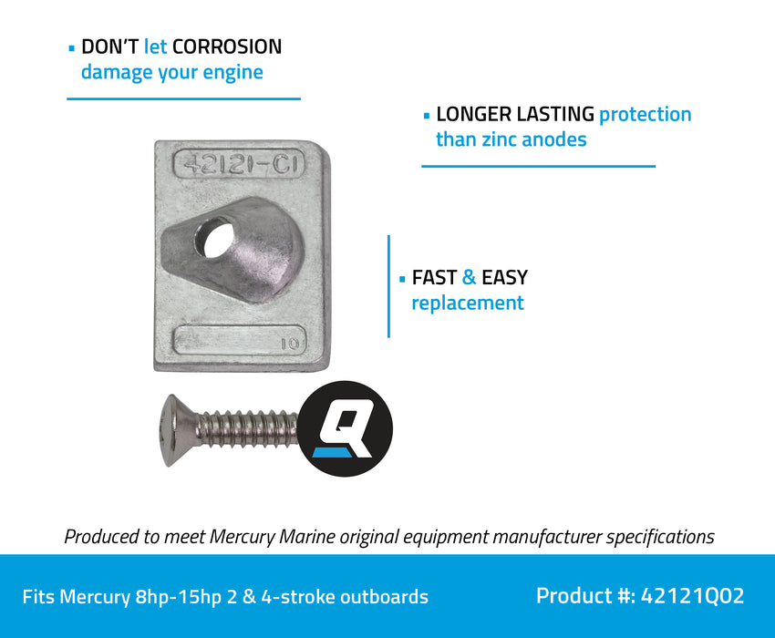 Quicksilver 42121Q02 Aluminum Square Anode Set for Mercury or Mariner and Force Outboards