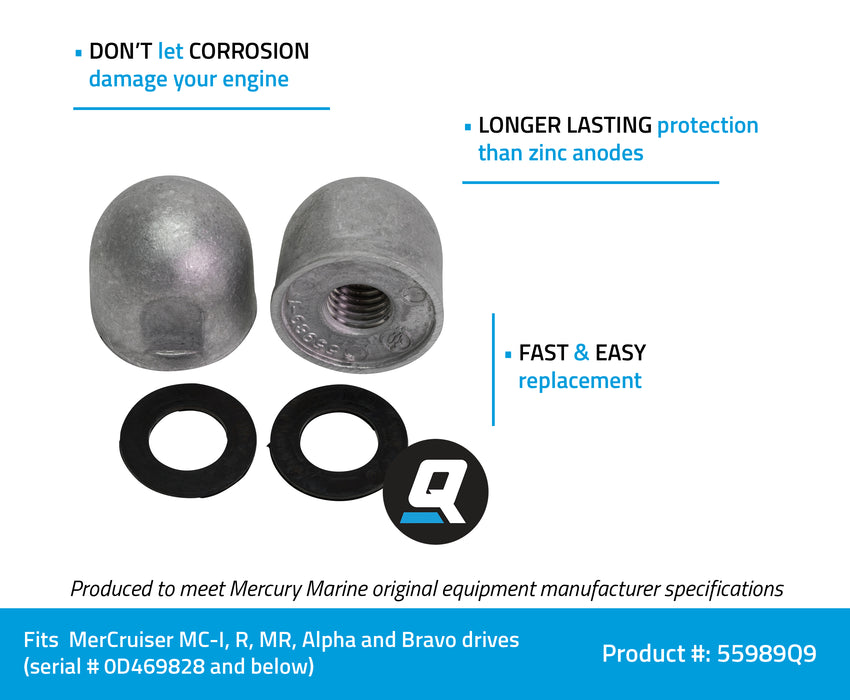 Quicksilver 55989Q9 Aluminum Anodes for MerCruiser Transom Plate Nuts