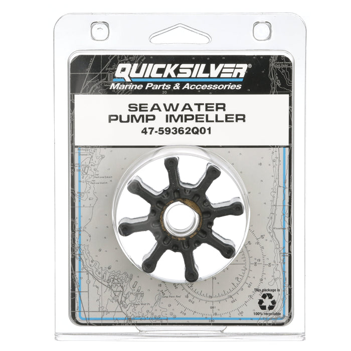 Quicksilver 59362Q01 Sea Water Pump Impeller for MerCruiser Engines with Engine Mounted, 2-Piece, Plastic Housing