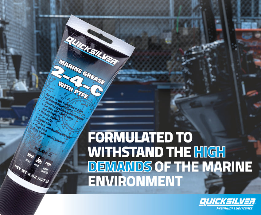 Quicksilver 802859Q1 2-4-C Marine Grease w/ Teflon, Multi-Purpose Marine Lubricant, 8 oz. Tube