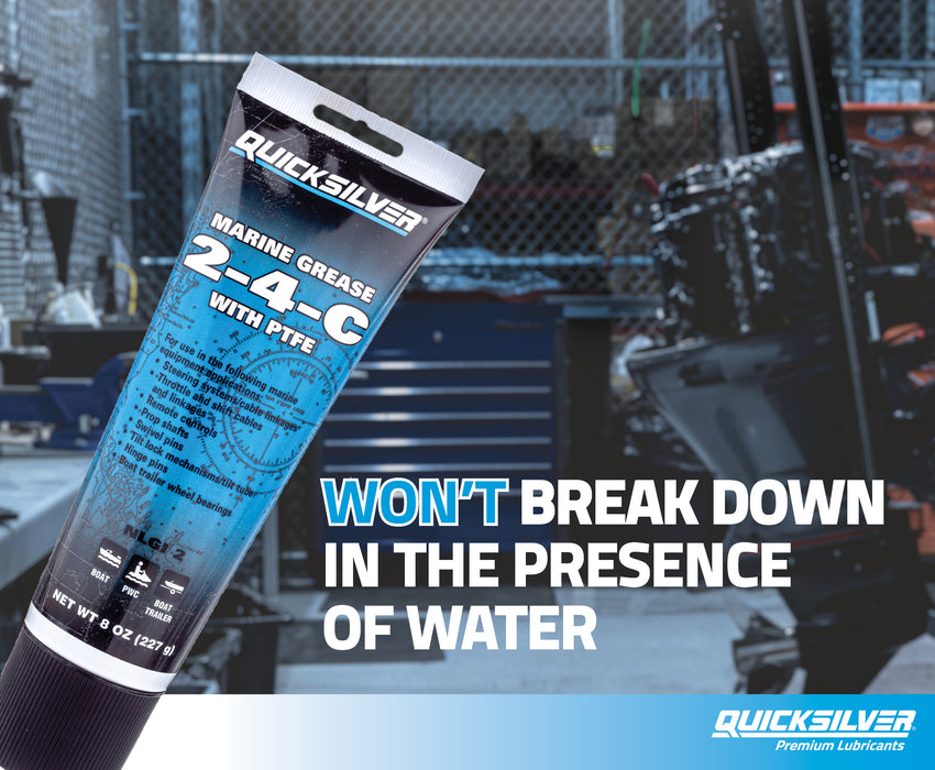 Quicksilver 802859Q1 2-4-C Marine Grease with Teflon, Multi-Purpose Marine Lubricant, 8 oz Tube