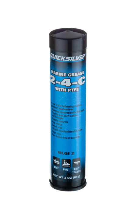 Quicksilver 802861Q1 2-4-C Marine Grease/Lubricant with PTFE, 3 oz Cartridge