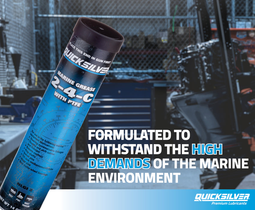 Quicksilver 802861Q1 2-4-C Marine Grease/Lubricant with PTFE, 3 oz Cartridge