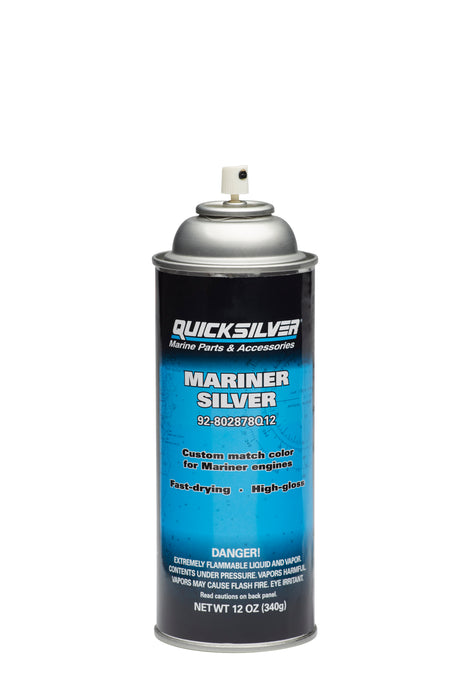 Quicksilver 802878A12 Mariner Silver Enamel Paint, 12 oz Spray Can