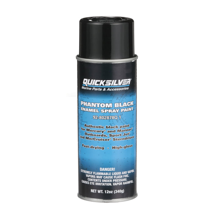 Quicksilver 802878Q1 Mercury Phantom Black Gloss Enamel Paint, 12 oz Spray Can