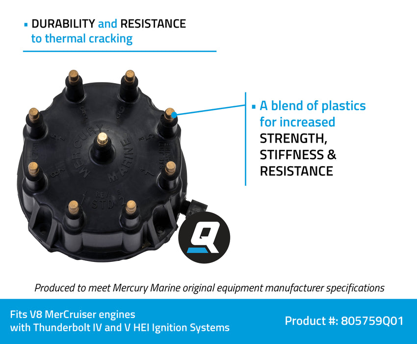 Quicksilver 805759Q01 Distributor Cap for Marinized V8 Engines by GM with Thunderbolt IV and V HEI Ignition Systems