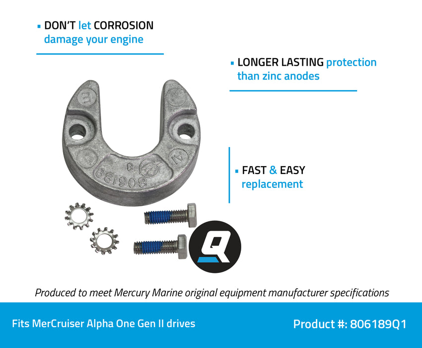 Quicksilver 806189Q1 Aluminum Anode for MerCruiser Alpha One Gen II Trim Cylinders