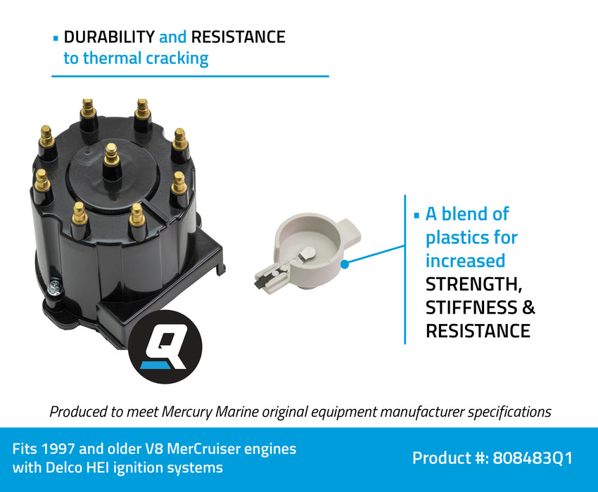 Quicksilver 808483Q1 Distributor Cap Kit for Marinized V8 Engines by GM with Delco HEI Ignition Systems