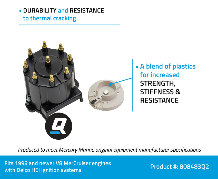 Quicksilver 808483Q2 Distributor Cap Kit for Marinized V8 Engines by GM with Delco HEI Ignition Systems