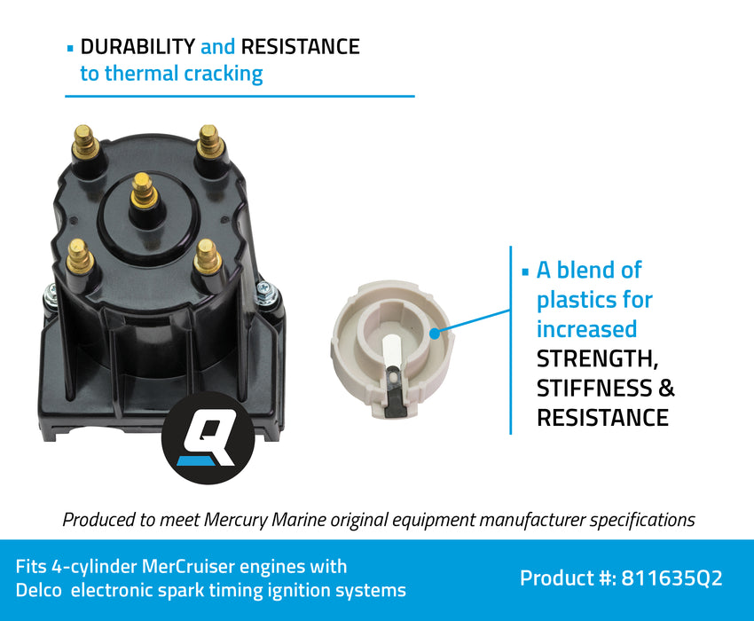 Quicksilver 811635Q2 Distributor Cap Kit for Select Marinized 4-Cylinder Engines by GM with Delco EST Ignition Systems
