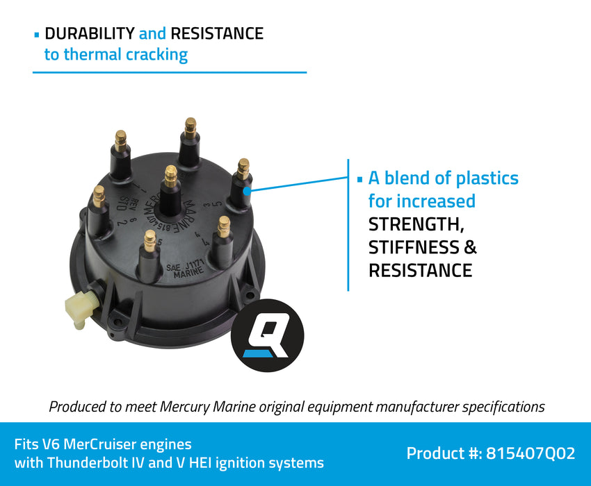 Quicksilver 815407Q02 Distributor Cap Kit for Marinized V6 Engines by GM with Thunderbolt IV and V HEI Ignition Systems