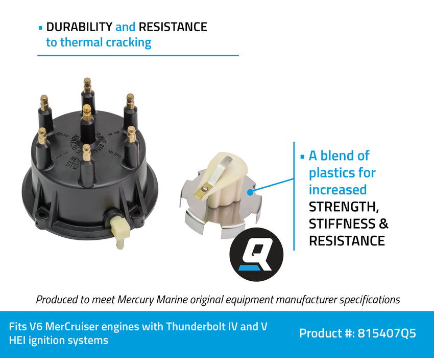 Quicksilver 815407Q5 Distributor Cap Kit for Marinized V6 Engines by GM with Thunderbolt IV and V HEI Ignition Systems