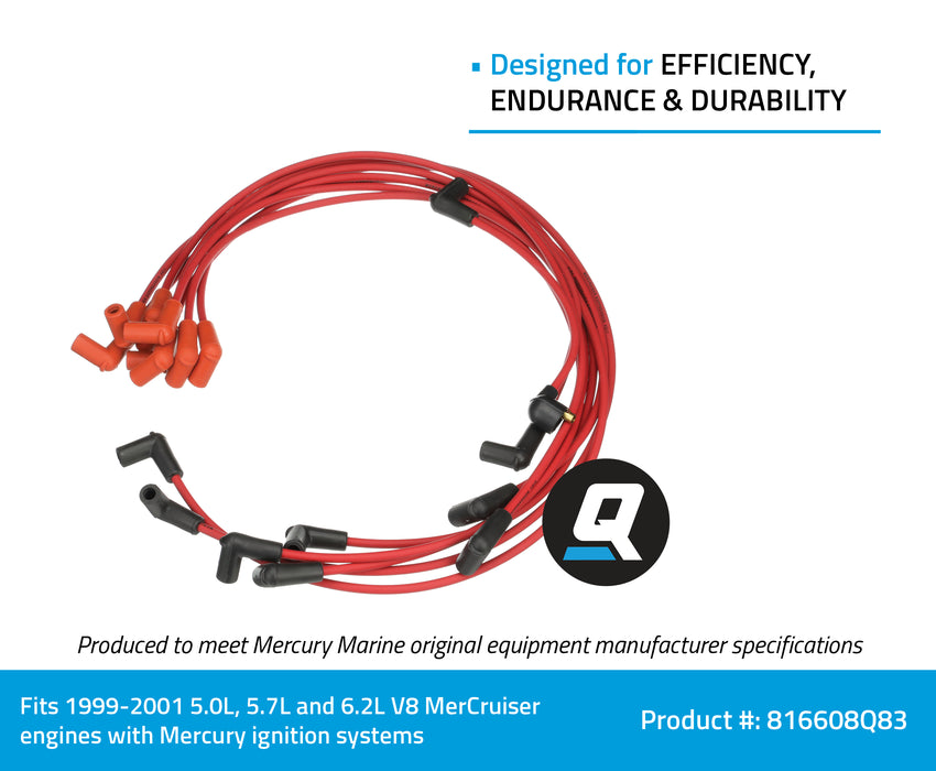 Quicksilver 816608Q83 Red Wire Spark Plug Wire Kit