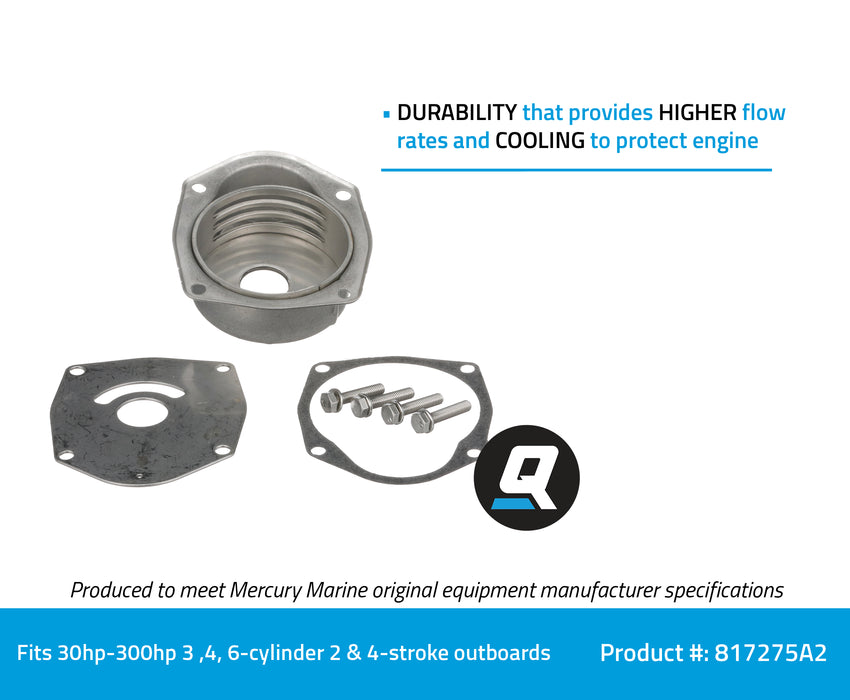 Quicksilver 817275A2 Water Pump Upper Housing Kit for Select Mercury Outboards