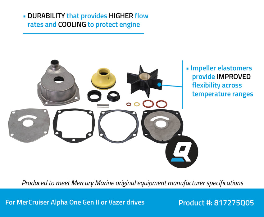 Quicksilver 817275Q05 Upper Water Pump Repair Kit for MerCruiser Alpha One Gen II Drives and Vazer Drives