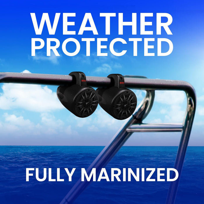 Boss 4 Weatherproof 2-Way Waketower Speaker System, Black