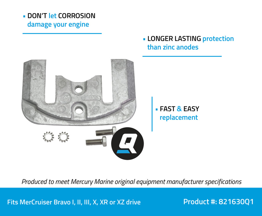 Quicksilver 821630Q1 Drive Shaft Housing Aluminum Anode for MerCruiser Bravo Drives