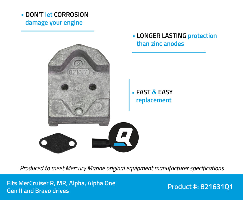 Quicksilver 821631Q1 Aluminum Gimbal Housing Anode for MerCruiser Drives