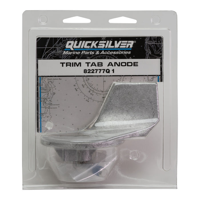 Quicksilver 822777Q1 Aluminum Trim Tab Anode for Mercury or Mariner Outboards and MerCruiser Sterndrives Using High Rake Propellers