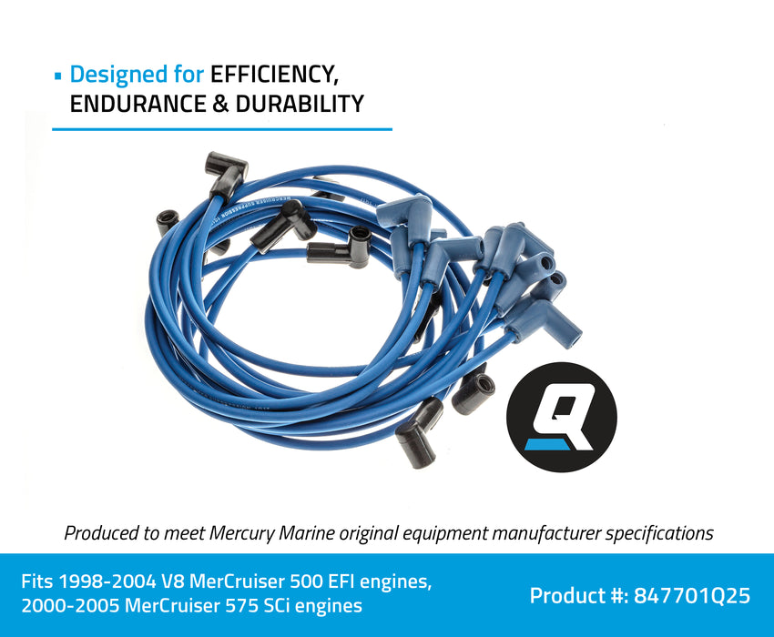 Quicksilver 847701Q25 Blue Wire Spark Plug Wire Kit