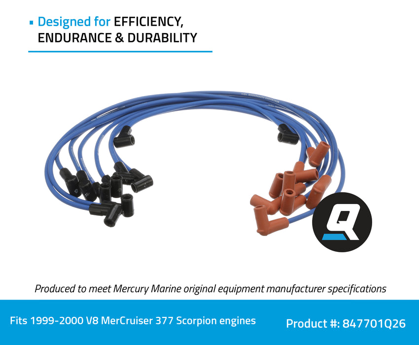 Quicksilver 847701Q26 Blue Wire Spark Plug Wire Kit