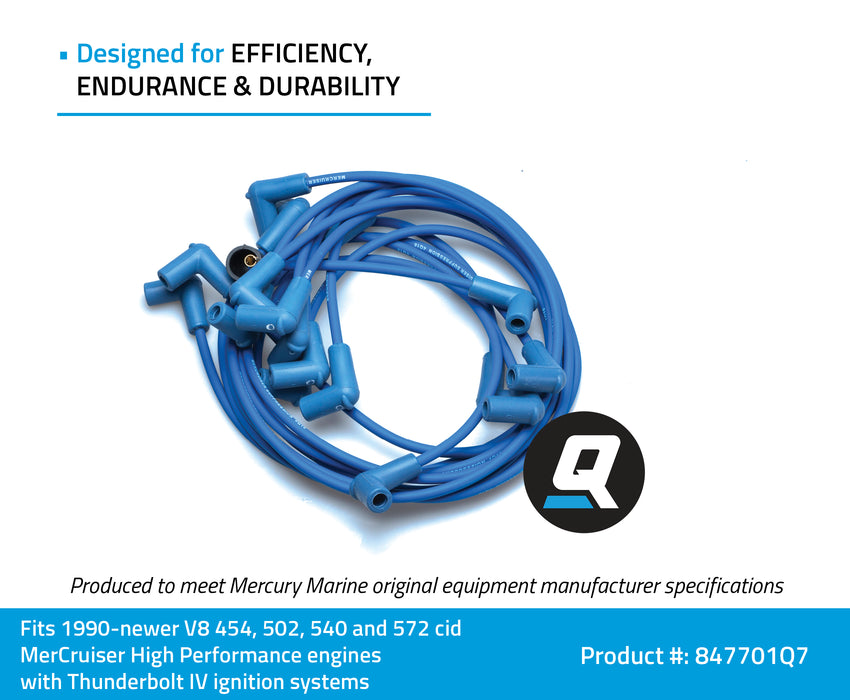 Quicksilver 847701Q7 Blue Wire Spark Plug Wire Kit