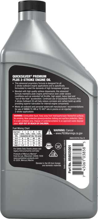 Quicksilver 2-Stroke Premium Plus Synthetic Blend Marine Engine Oil, 16oz