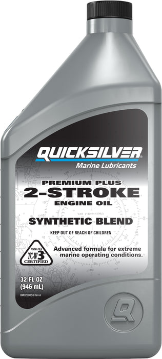 Quicksilver 2-Stroke Premium Plus Synthetic Blend Marine Engine Oil, 32oz