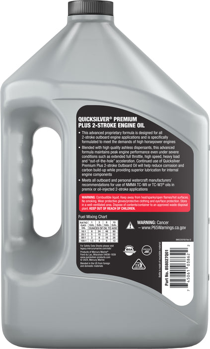Quicksilver 2-Stroke Premium Plus Synthetic Blend Marine Engine Oil, 1 Gallon