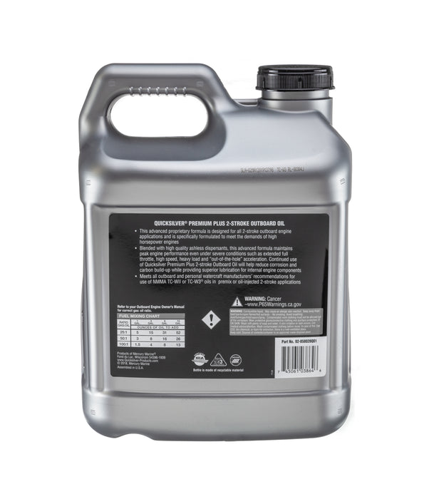 Quicksilver 2-Stroke Premium Plus Synthetic Blend Marine Engine Oil, 2.5 Gallon