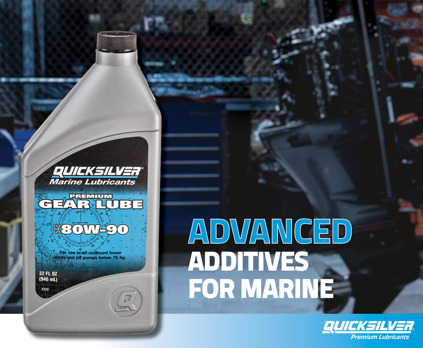 Quicksilver 80W-90 Premium Gear Lube for Outboards and Sterndrives, 2.5 Gallon