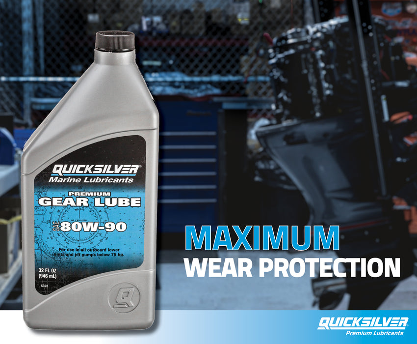 Quicksilver 80W-90 Premium Gear Lube for Outboards and Sterndrives, 2.5 Gallon