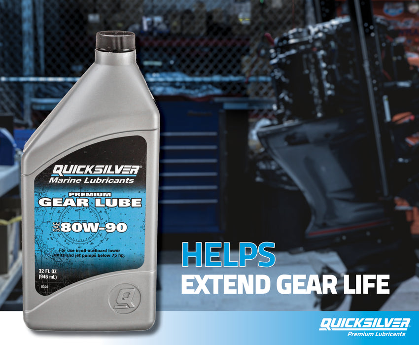 Quicksilver 80W-90 Premium Gear Lube for Outboards and Sterndrives, 32 oz
