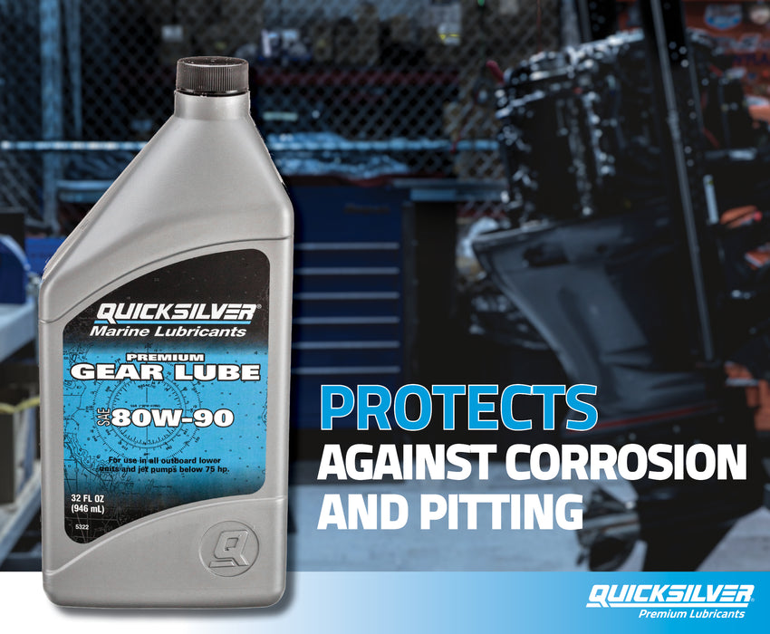 Quicksilver 80W-90 Premium Gear Lube for Outboards and Sterndrives, 2.5 Gallon