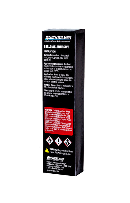 Quicksilver 86166Q1 Bellows Adhesive, Resistant to Oil, Grease, Gasoline and Water, 1.5 oz Tube