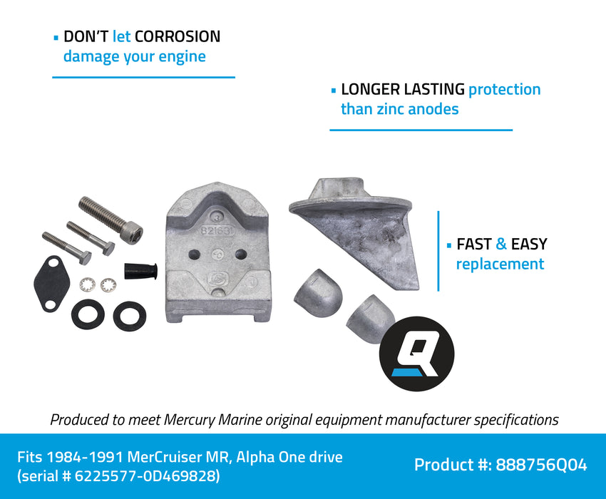 Quicksilver 888756Q04 Aluminum Anode Kit for MerCruiser MR and Alpha One Drives