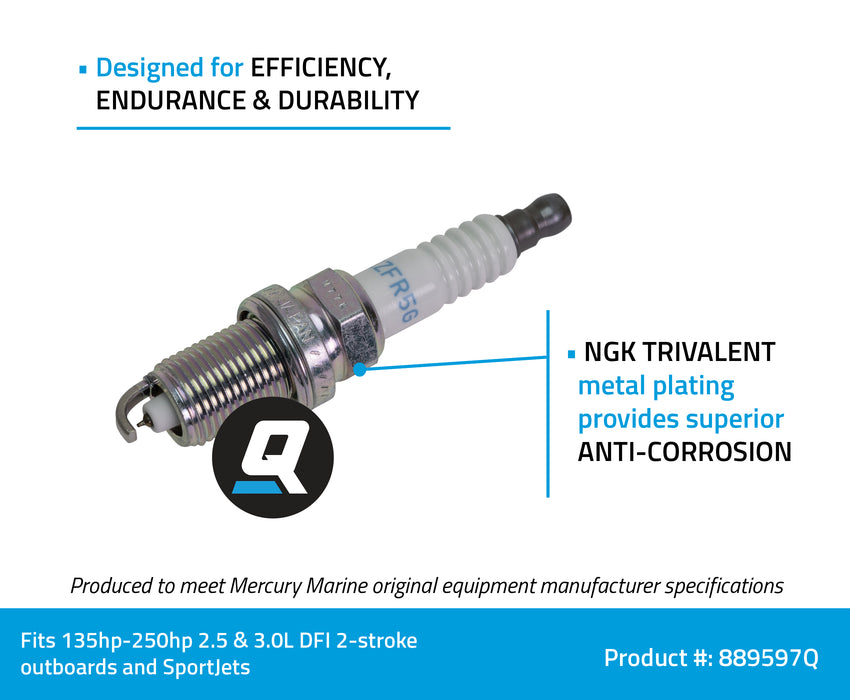 Quicksilver 889597Q NGK IZFR5G Laser Iridium Spark Plug, 1-Pack