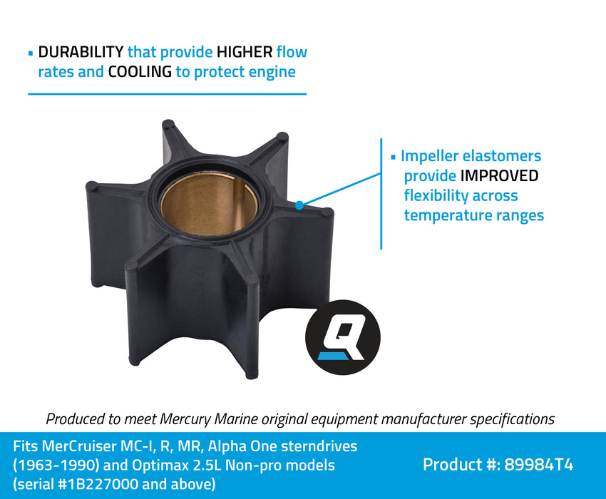 Quicksilver 89984T4 Water Pump Impeller for Mercury OptiMax 2.5 L Non-Pro Outboards