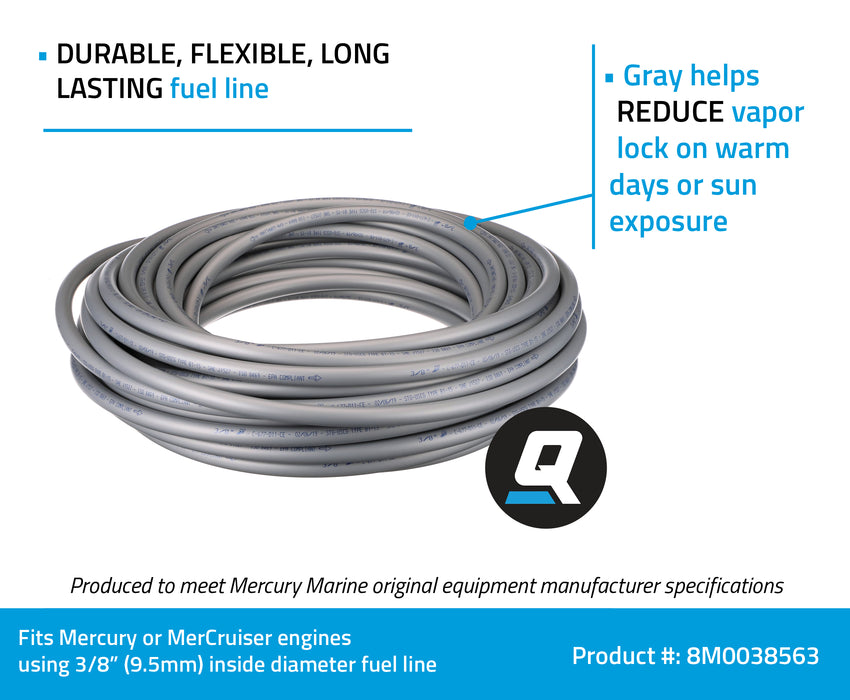 Quicksilver 8M0038563 100 Ft. Fuel Line 3/8", 9.5mm Inside Diameter