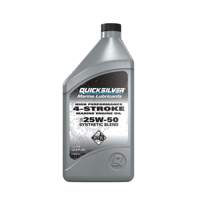 Quicksilver 25W-50 4-Stroke High Performance Synthetic Blend Marine Engine Oil, 1 Quart
